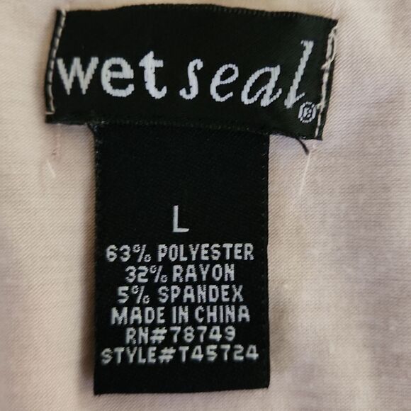 5/$15 Wet Seal women's large rose applique frayed distressed short sleeve blouse - Picture 5 of 6